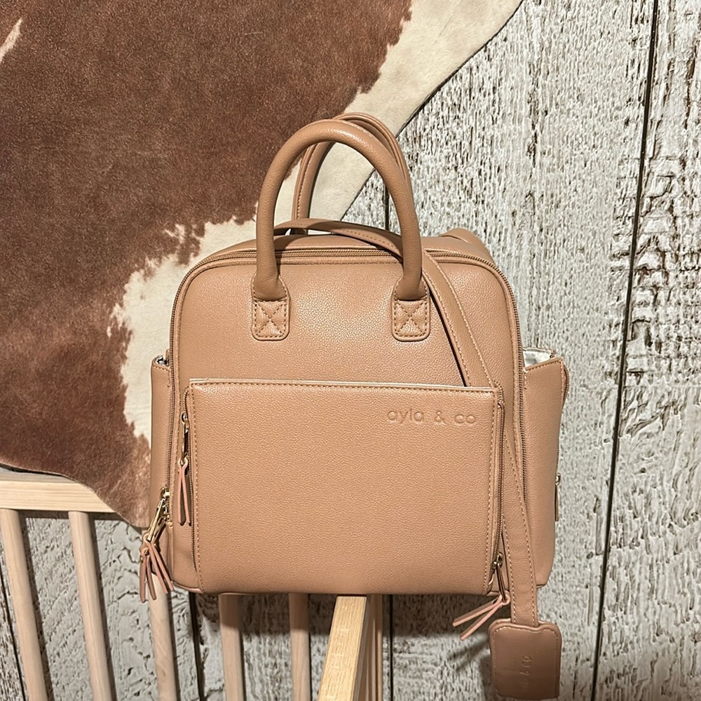oyla & co Tan Baby Diaper Bag Backpack